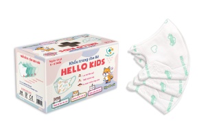 Khẩu Trang Em Bé Hello Kids 3D ( Họa Tiết Ô Tô Xanh Lá - 50 Cái/Hộp )